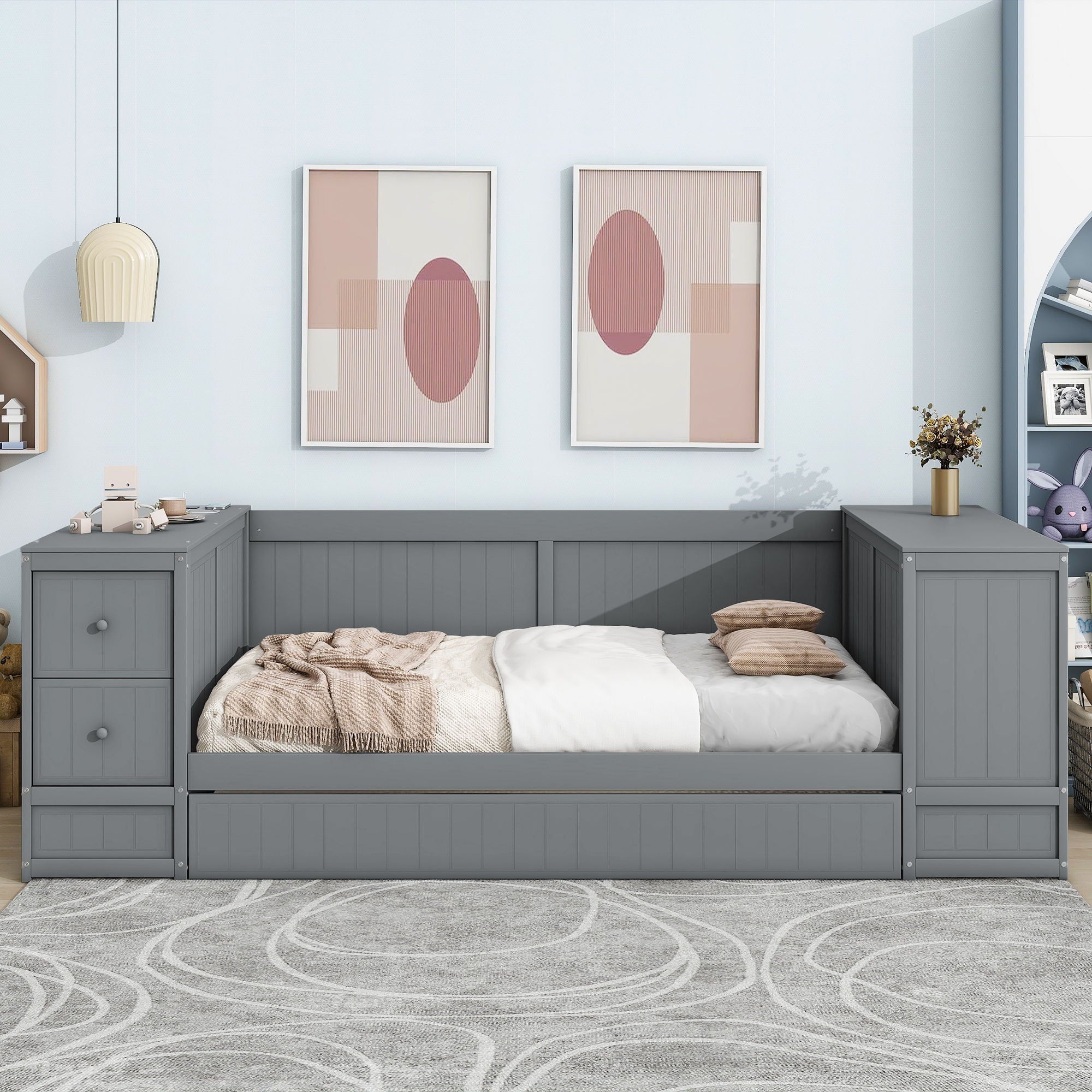 Daybed With Storage Arms, Trundle And Charging Station by Unique Piece Furniture