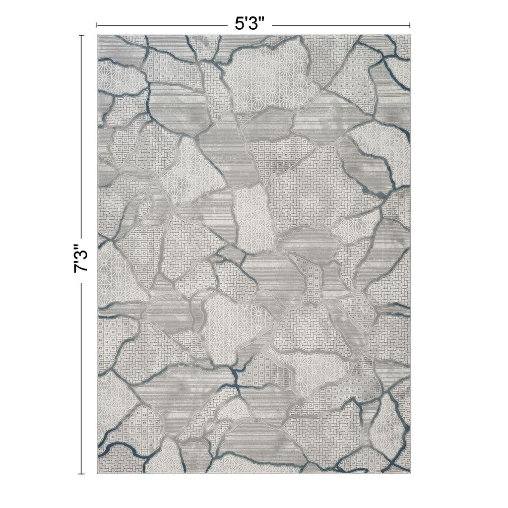 Geometrix - 5'3" X 7'3" Area Rug, Geometric 3D Effect - Gray / Ivory by Unique Piece Furniture