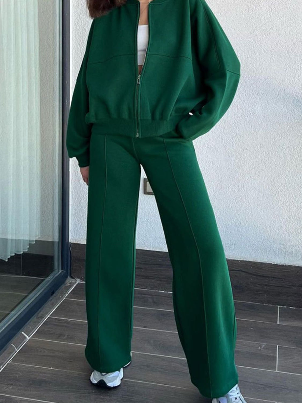 Baseball Collar Zip Up Top and Drawstring Paants Set by Wild and Free Boutique