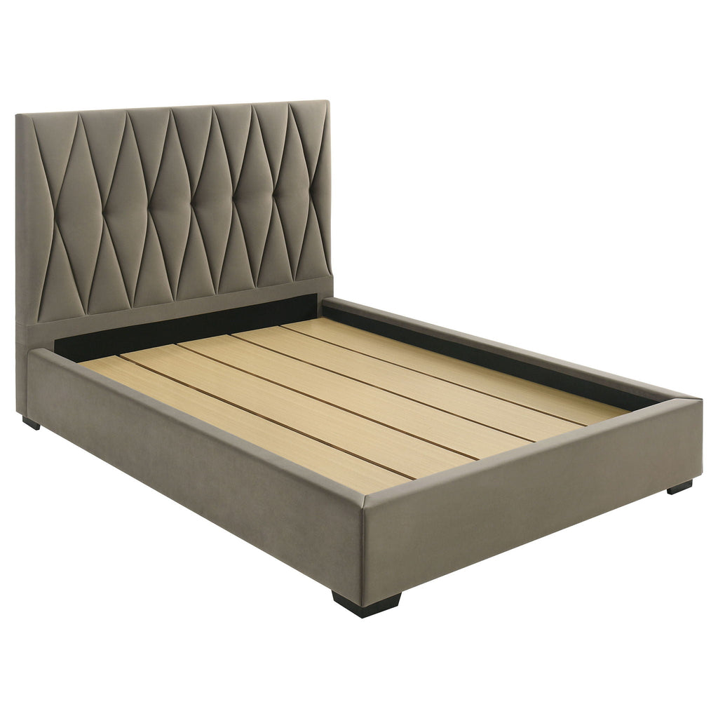 Delsea Upholstered Queen Panel Platform Bed Light Brown by Unique Piece Furniture