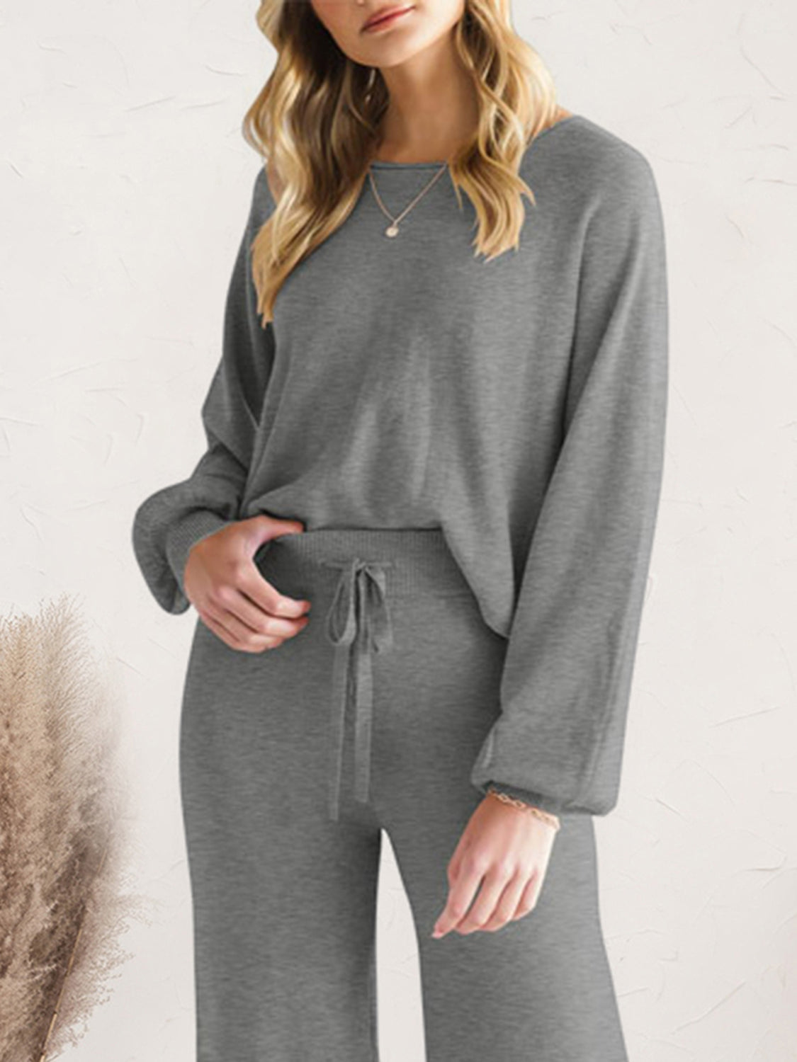 Long Sleeve Lounge Top and Drawstring Pants Set by Wild and Free Boutique