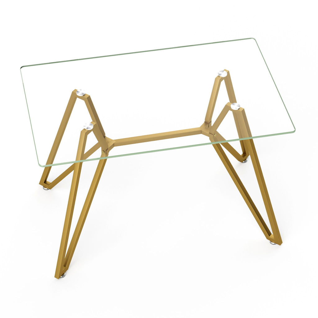 Modern Glass Dining Table With Metal Legs by Unique Piece Furniture