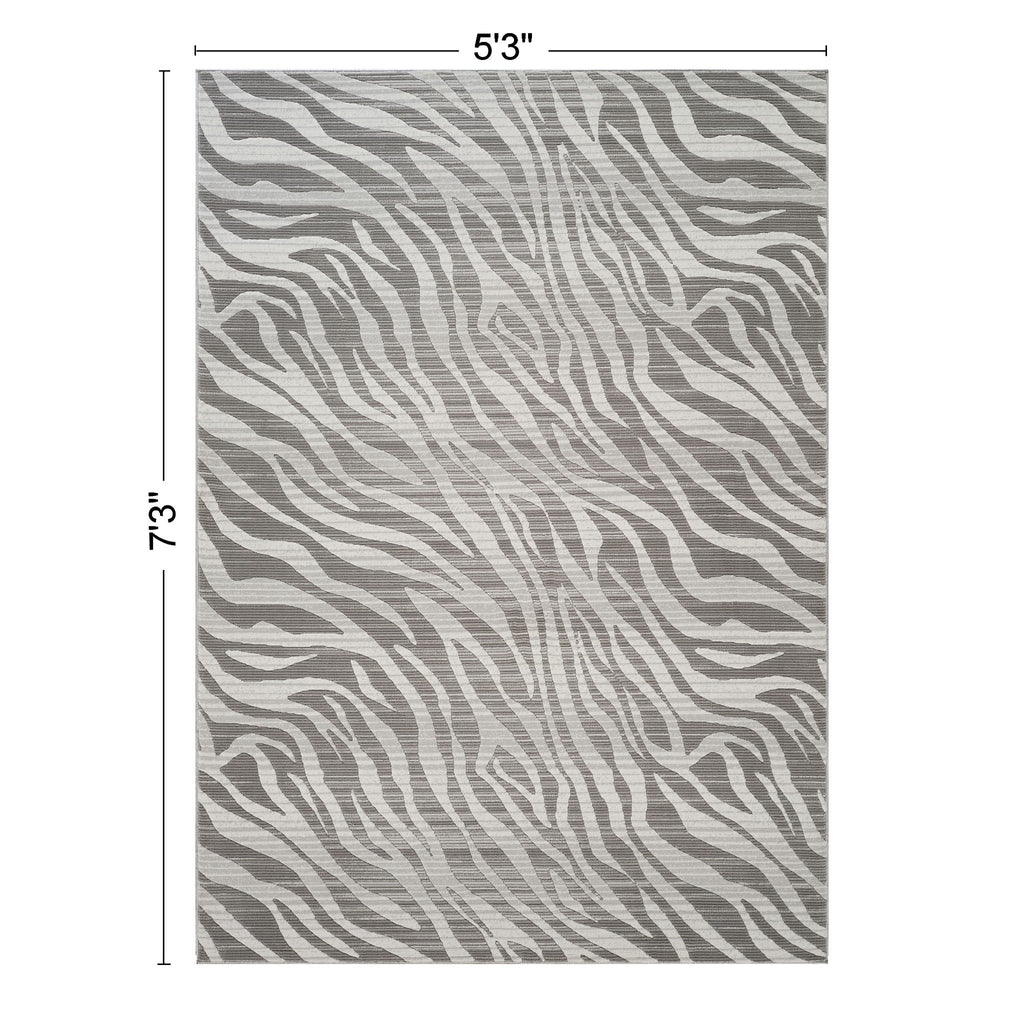 Geometrix - 5'3" X 7'3" Area Rug Geometric & 3D Effect - Ivory / Gray by Unique Piece Furniture