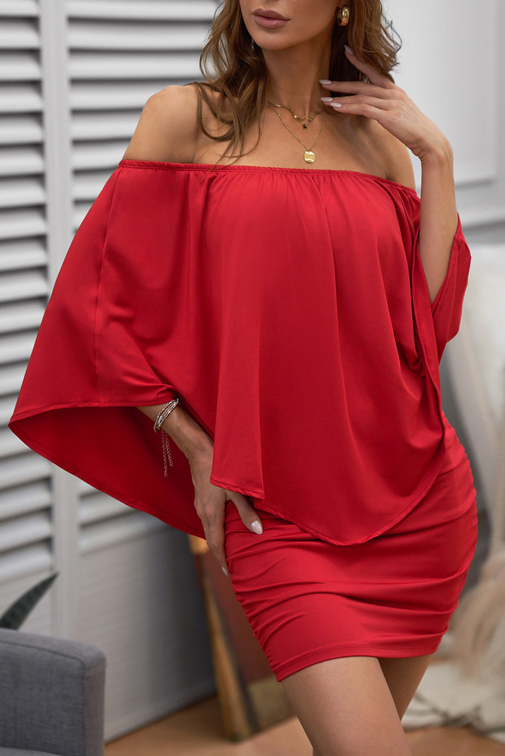 Plus size Dressing Layered Fiery Red Mini Poncho Dress by Wild and Free Boutique