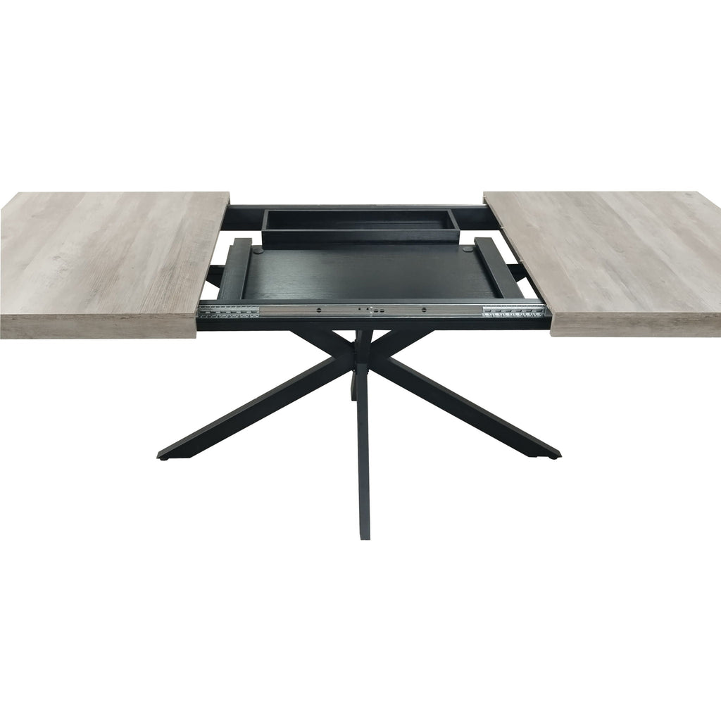 Retro Rectangular Stretch Dining Table With Embossed Center Plate by Unique Piece Furniture