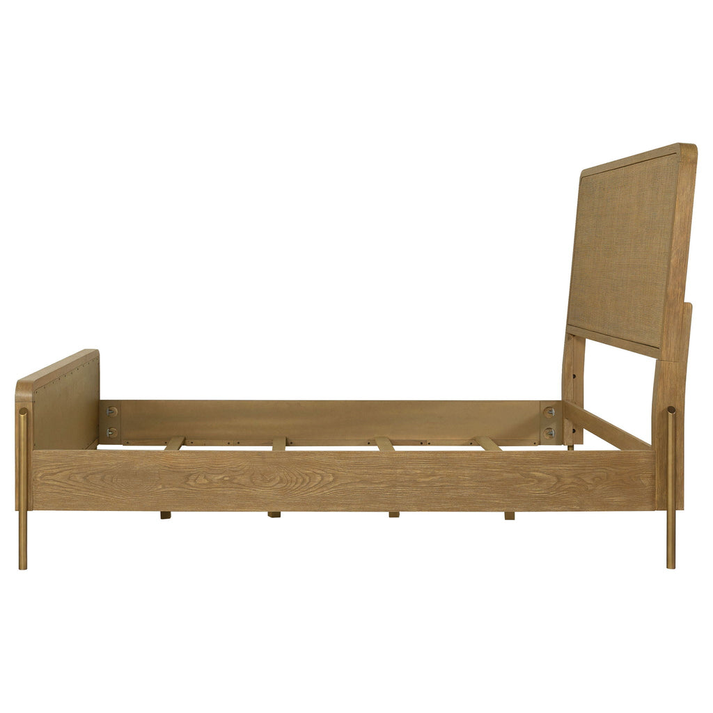 Arini Rattan Eastern King Panel Bed Sand Wash and Natural by Unique Piece Furniture