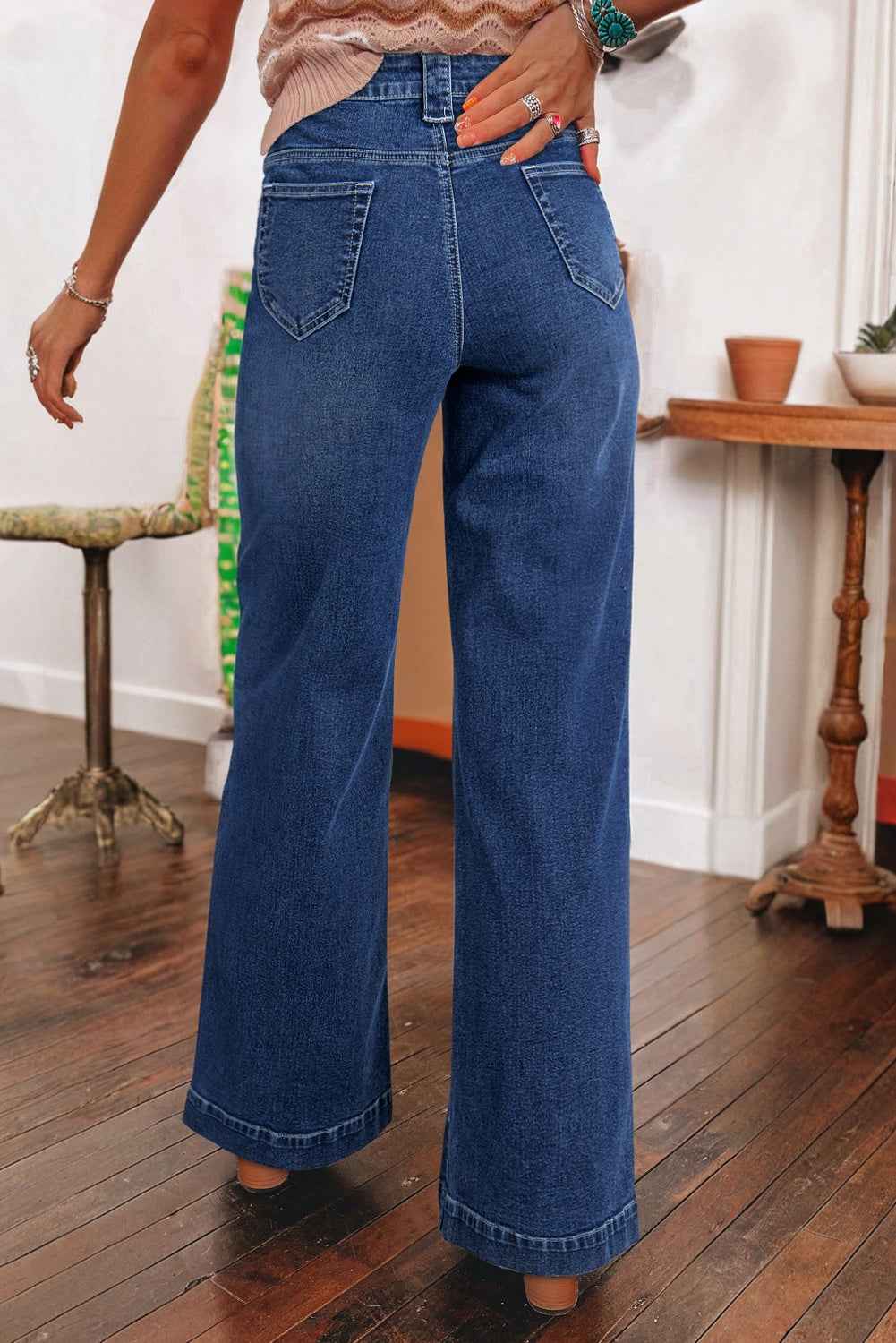 Sail Blue Wide Leg Pocketed High Waist Jeans by Dear-Lover Dropshipping