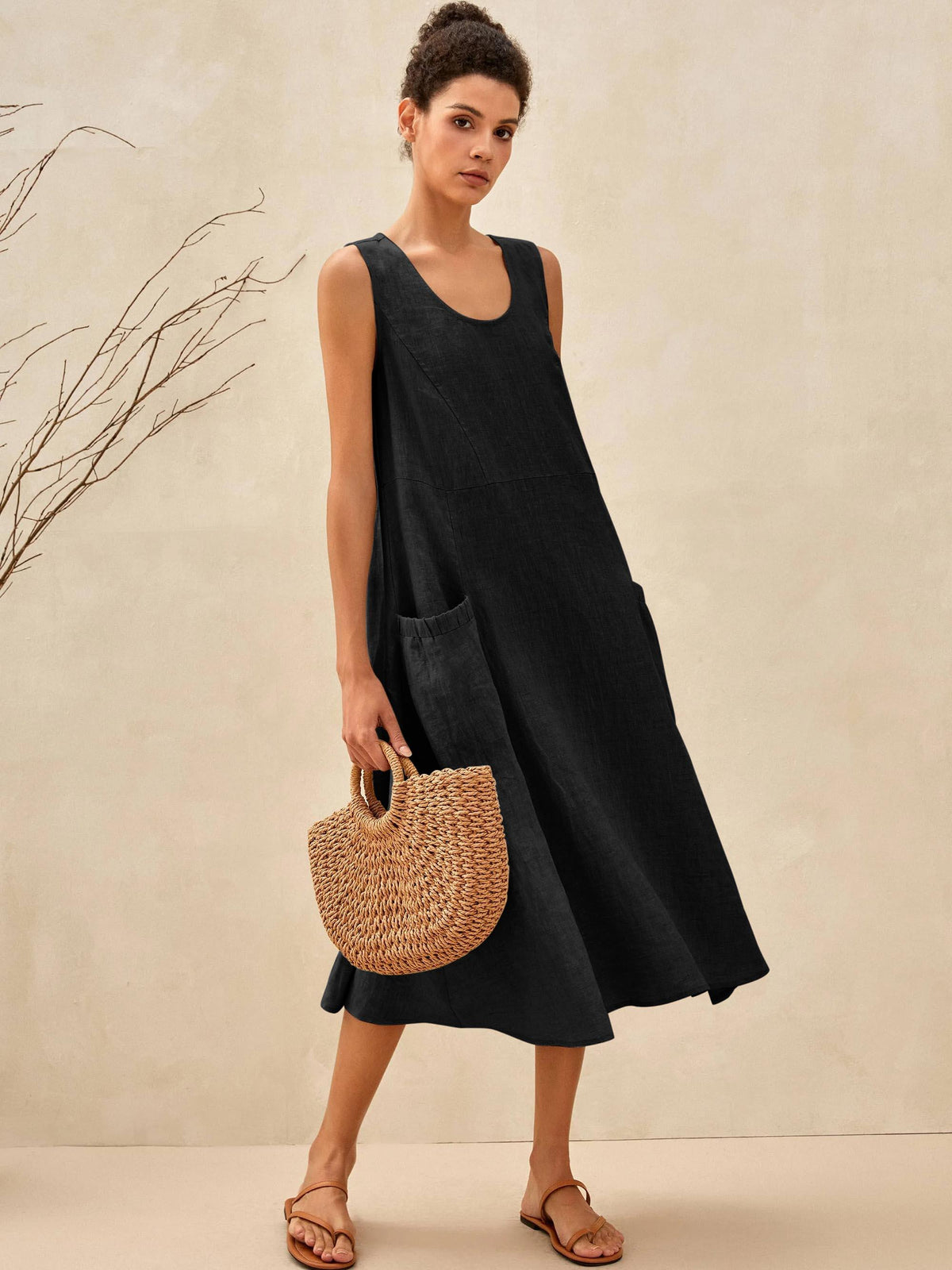 100% Linen Swing Beach Tank Dress GIANA by LINTICO