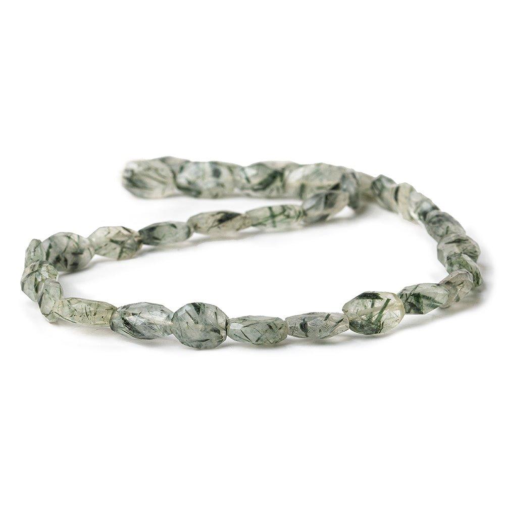 10-12mm Black Tourmalinated Quartz Faceted Oval Beads 13 inch 30 beads by The Bead Traders