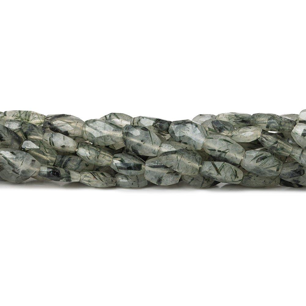 10-12mm Black Tourmalinated Quartz Faceted Oval Beads 13 inch 30 beads by The Bead Traders