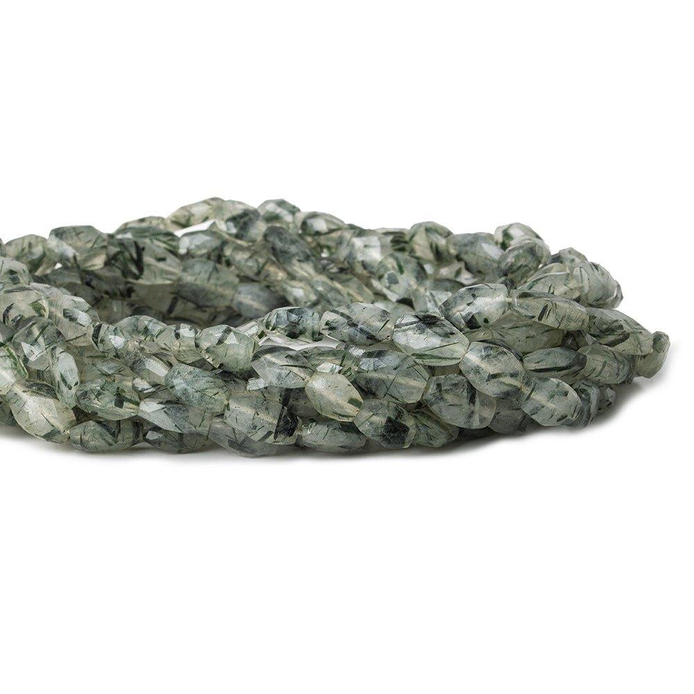 10-12mm Black Tourmalinated Quartz Faceted Oval Beads 13 inch 30 beads by The Bead Traders