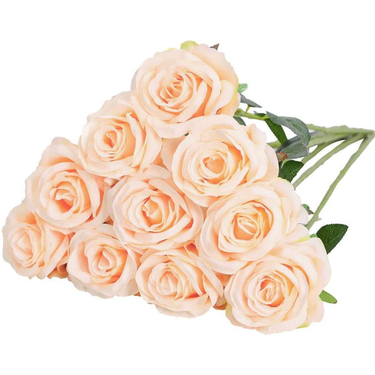 10-Pack: Nubry Artificial Silk Rose Flower Bouquet by DailySale