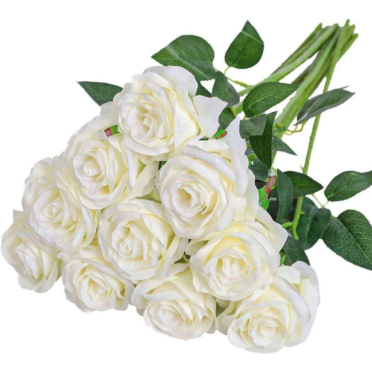 10-Pack: Nubry Artificial Silk Rose Flower Bouquet by DailySale