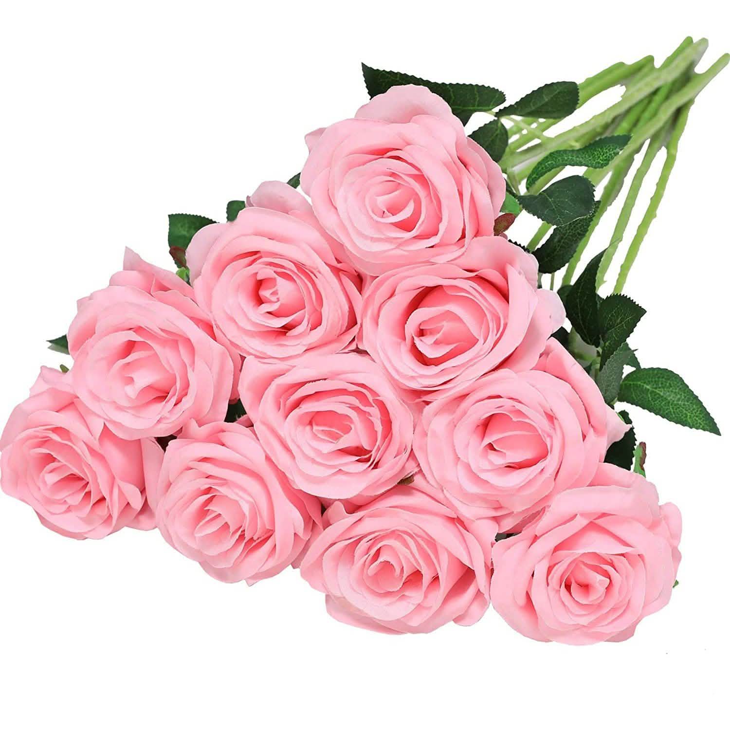 10-Pack: Nubry Artificial Silk Rose Flower Bouquet by DailySale