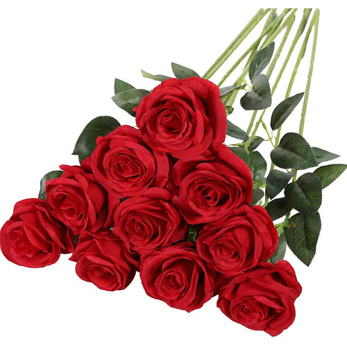 10-Pack: Nubry Artificial Silk Rose Flower Bouquet by DailySale