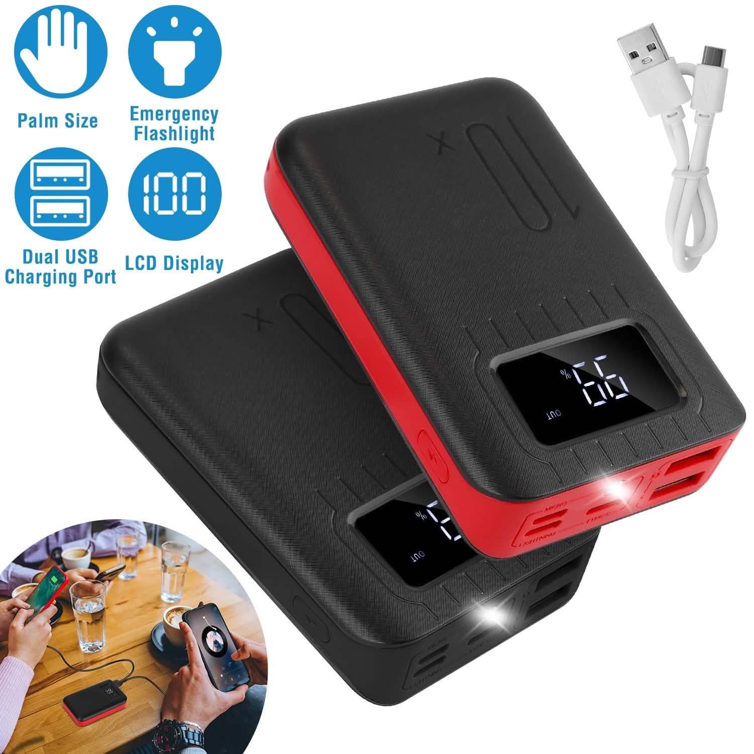 10000 mAh Portable Powerbank Dual USB Charger Port with LCD Display by DailySale