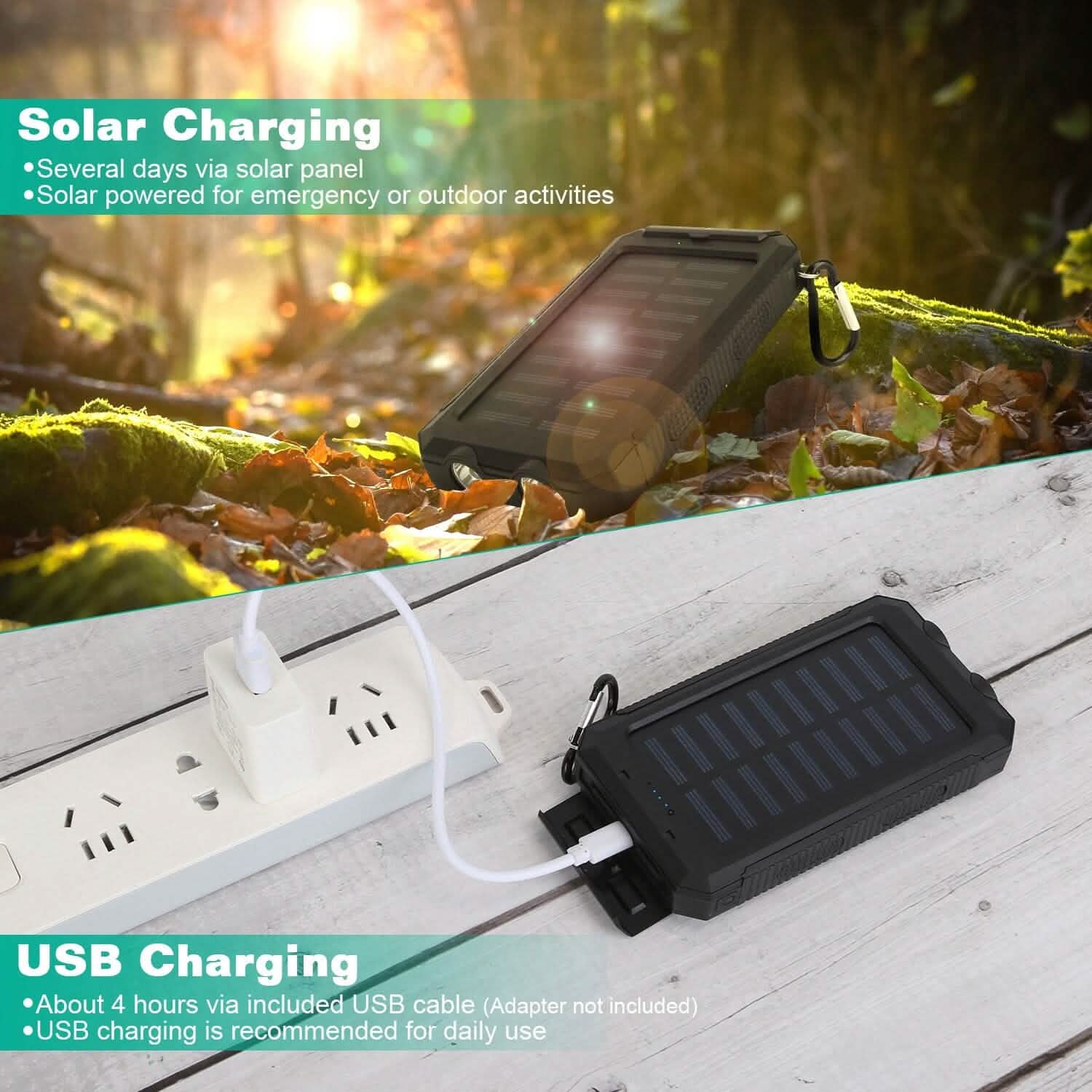 10000mAh Solar Power Bank External Battery Pack by DailySale