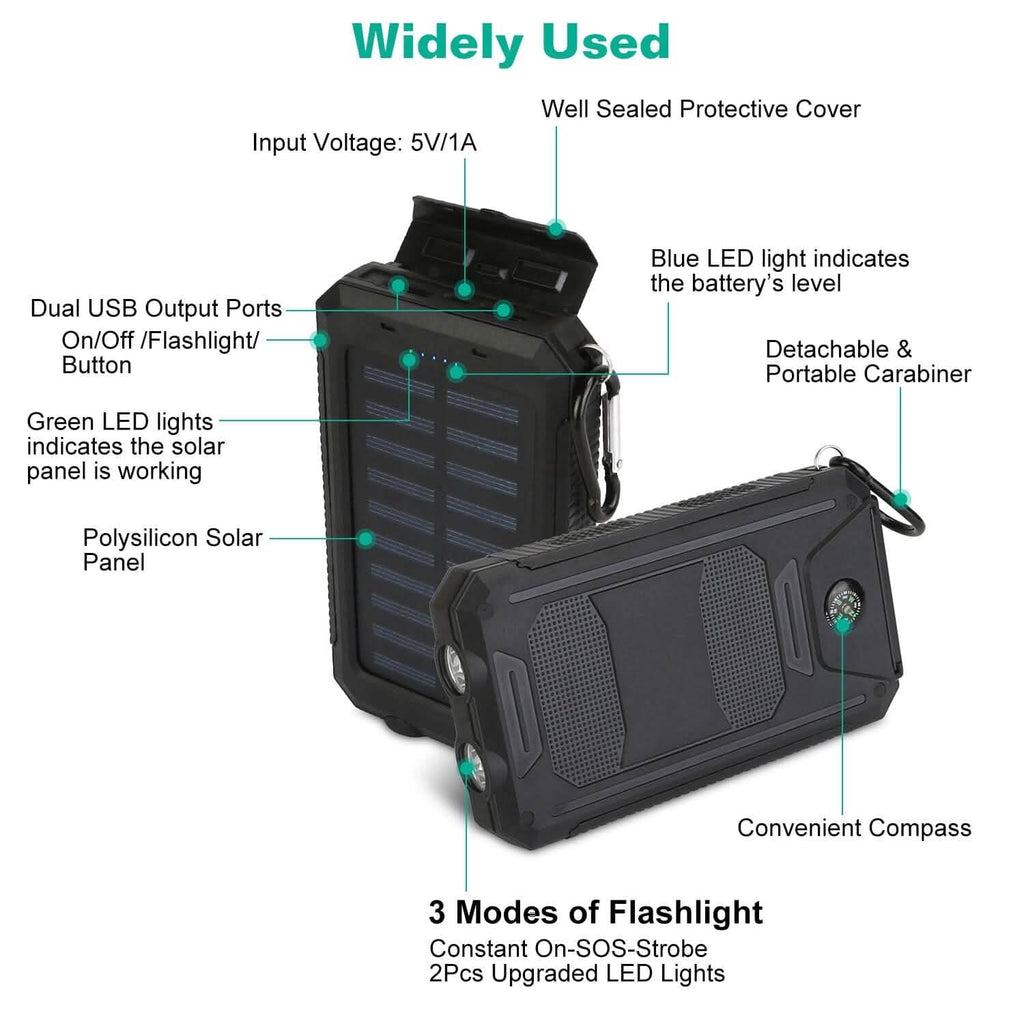 10000mAh Solar Power Bank External Battery Pack by DailySale