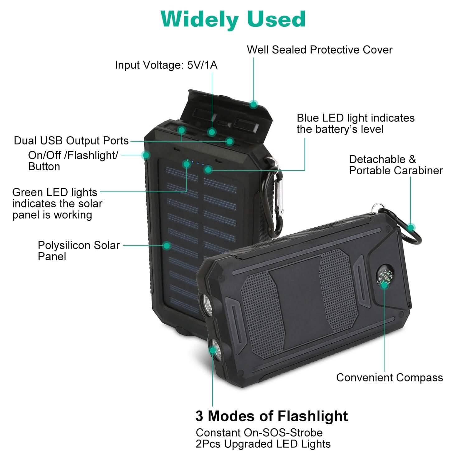 10000mAh Solar Power Bank External Battery Pack by DailySale