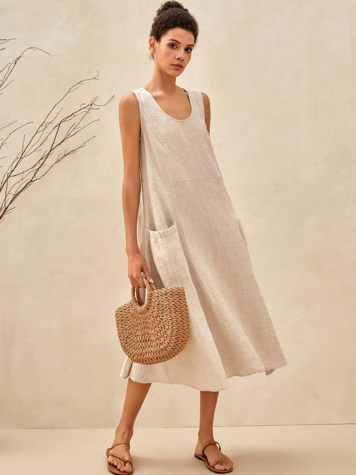 100% Linen Swing Beach Tank Dress GIANA by LINTICO