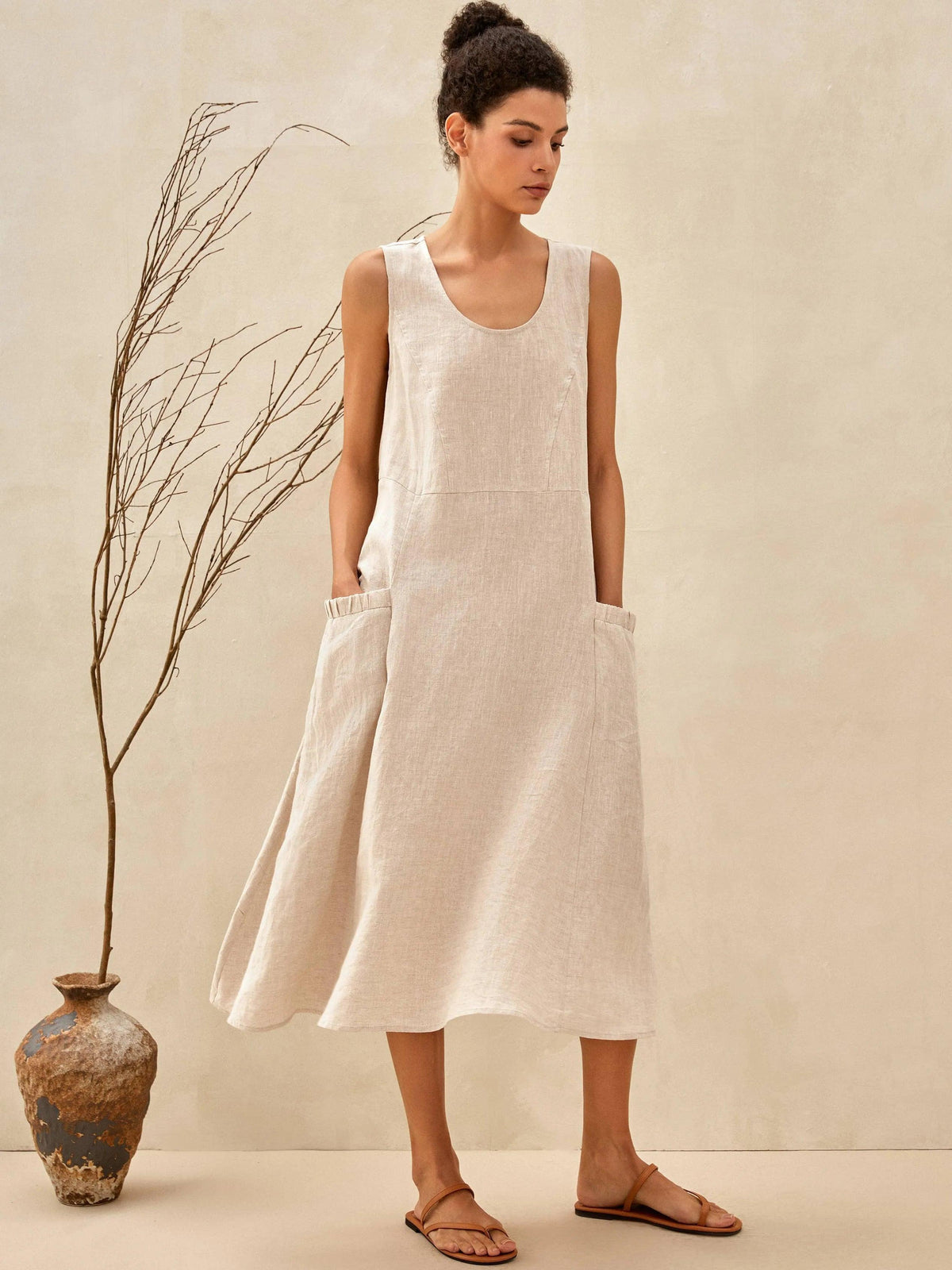 100% Linen Swing Beach Tank Dress GIANA by LINTICO
