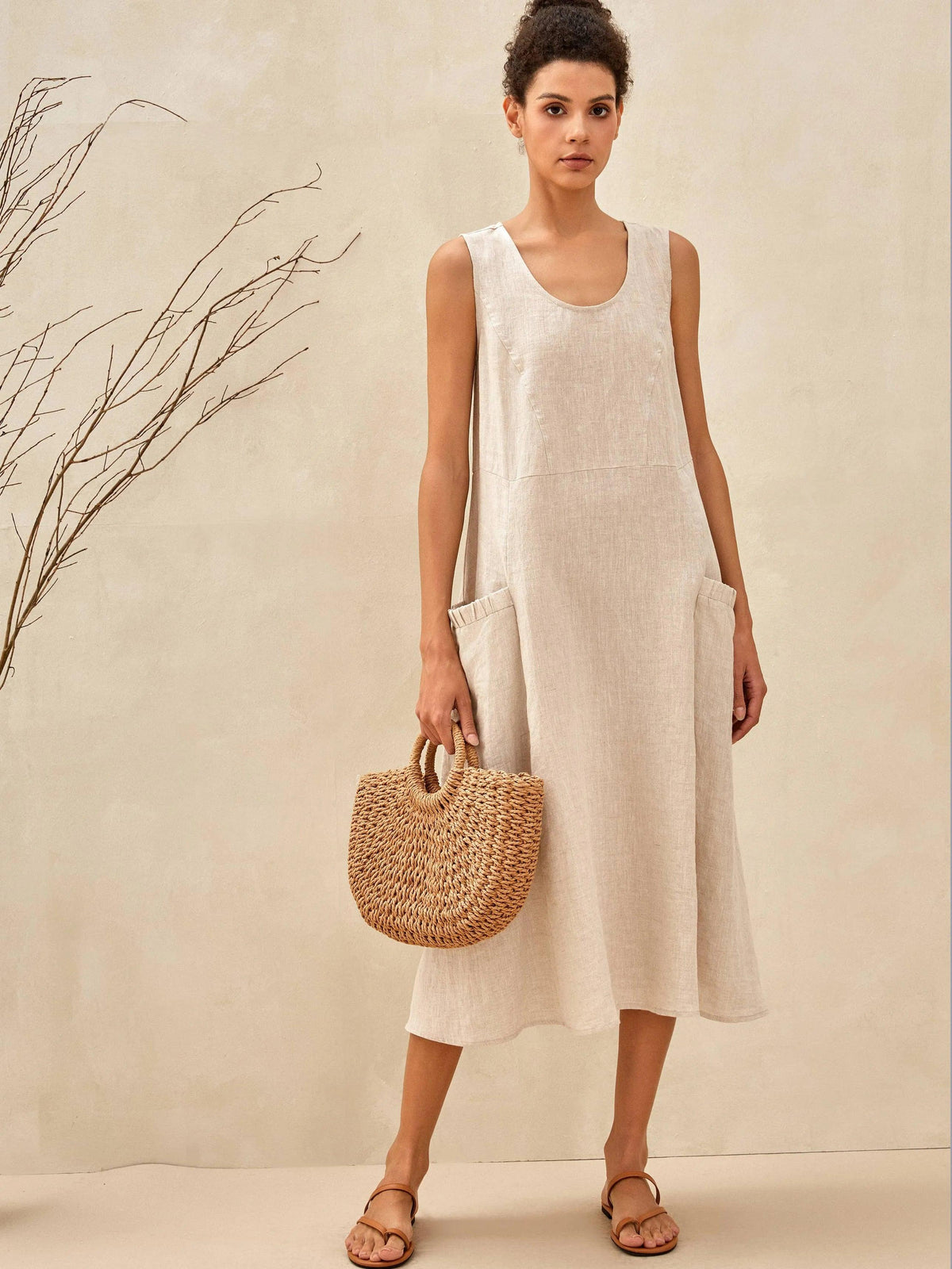 100% Linen Swing Beach Tank Dress GIANA by LINTICO