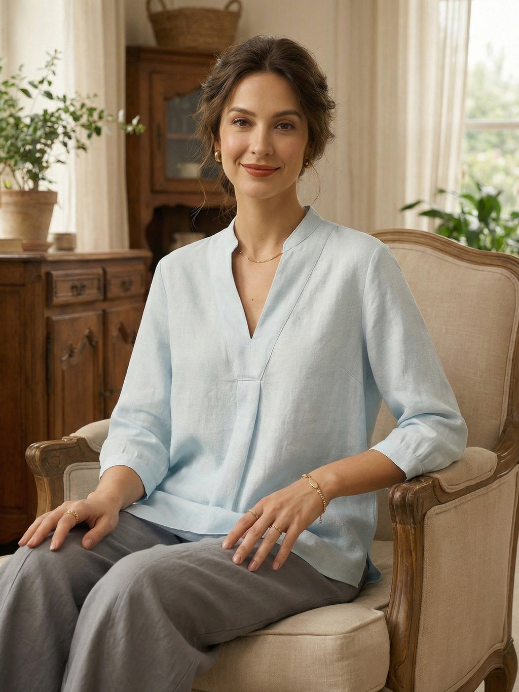 100% Linen Dress Shirt JOANNA by LINTICO