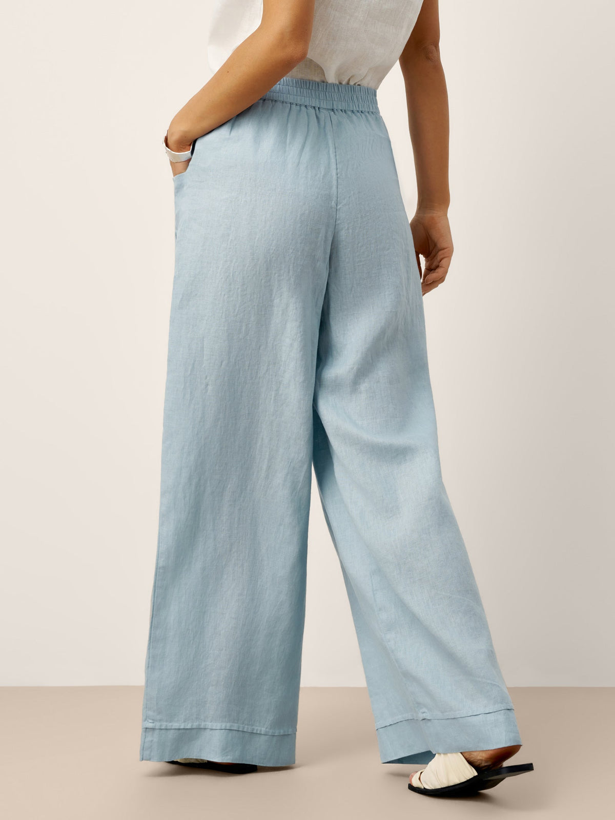 100% Linen Sculpted Pleat Elasticated Back Relaxed Pants VERIDIANA by LINTICO