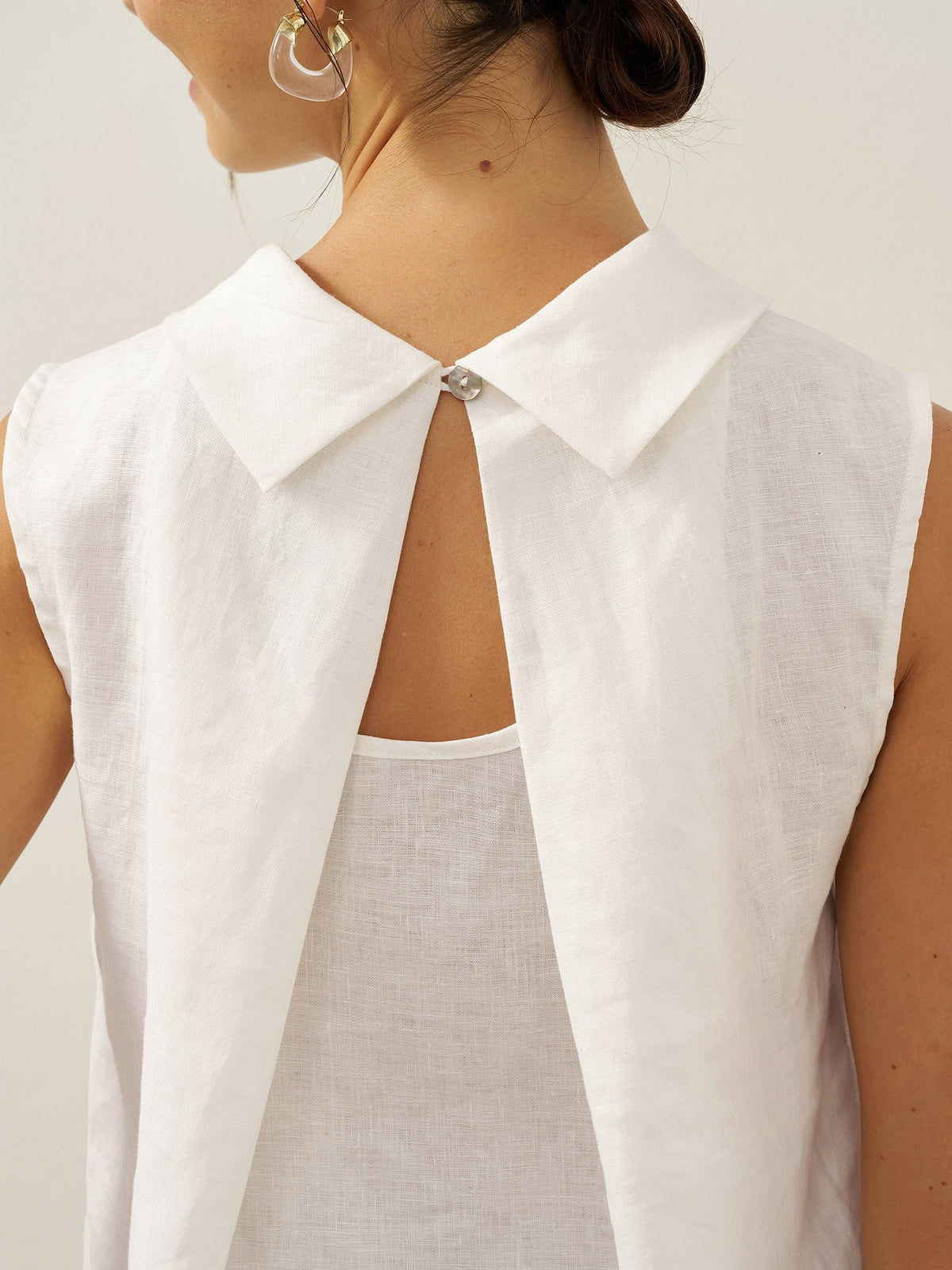 100% Linen Structured Collar Sleeveless Blouse BLAIR by LINTICO
