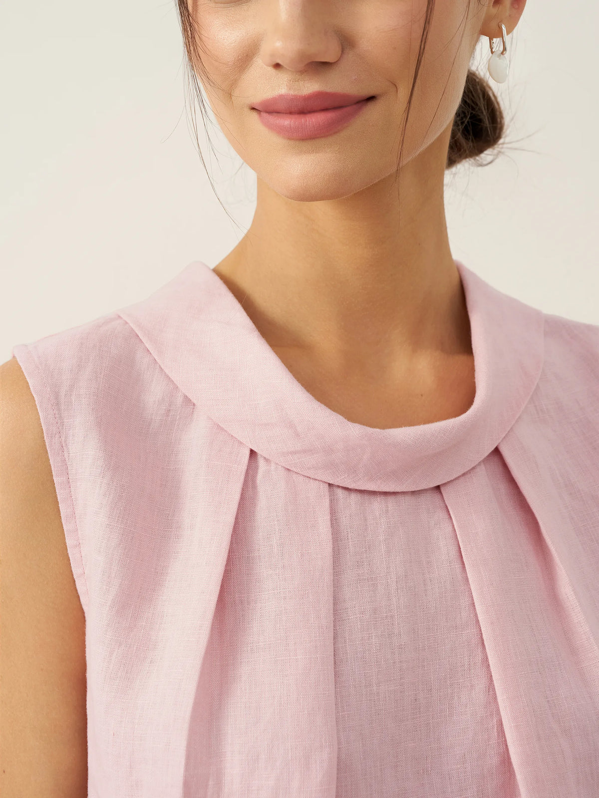 100% Linen Structured Collar Sleeveless Blouse BLAIR by LINTICO