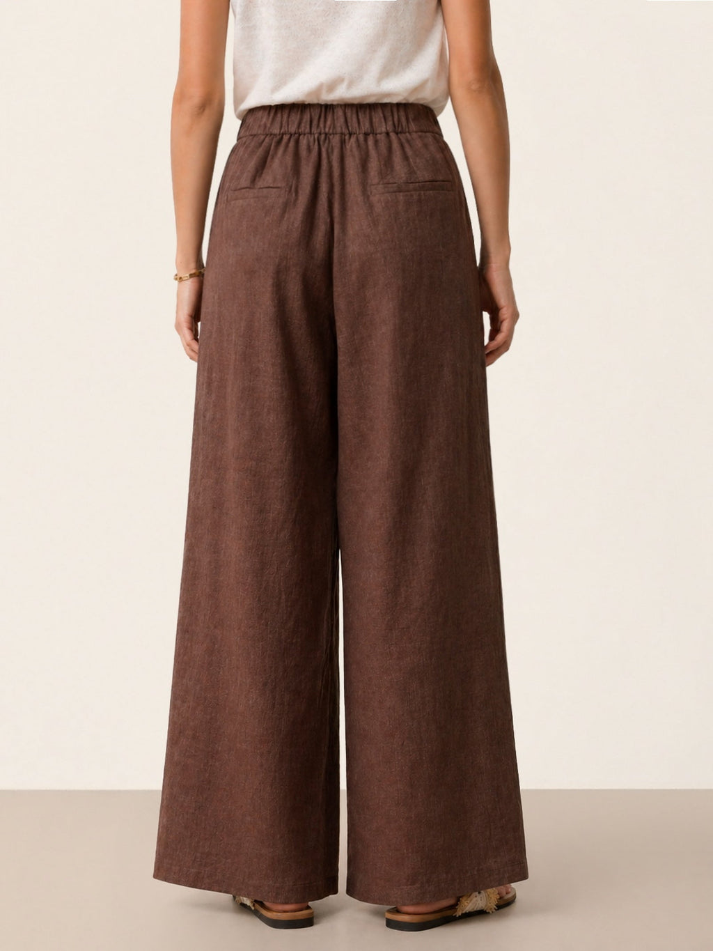 100% Linen Buttoned Slit-Hem Pants KATYA by LINTICO