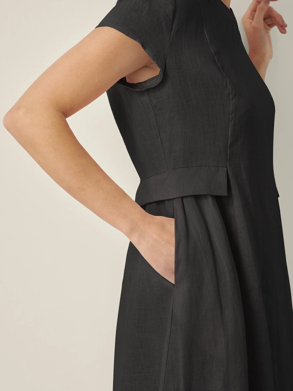 100% Linen Natural Summer V-Neck Dress ALEXA by LINTICO