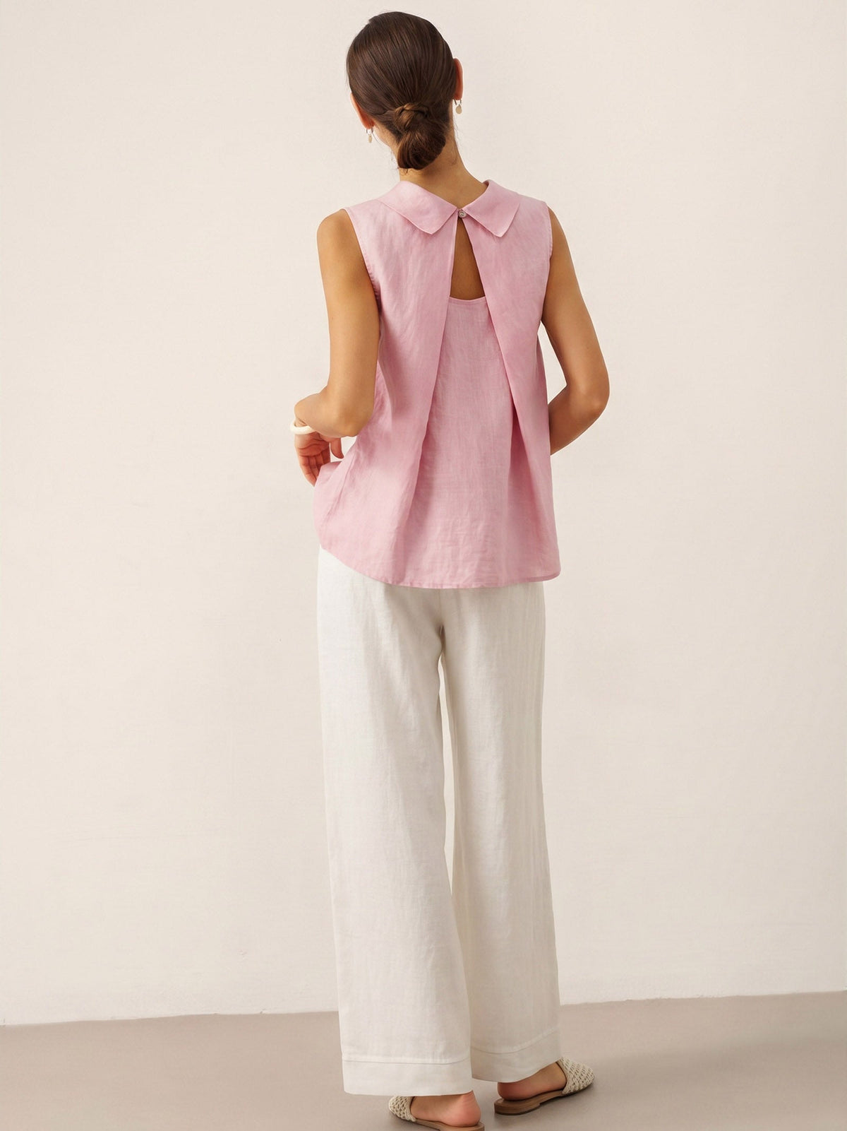 100% Linen Structured Collar Sleeveless Blouse BLAIR by LINTICO