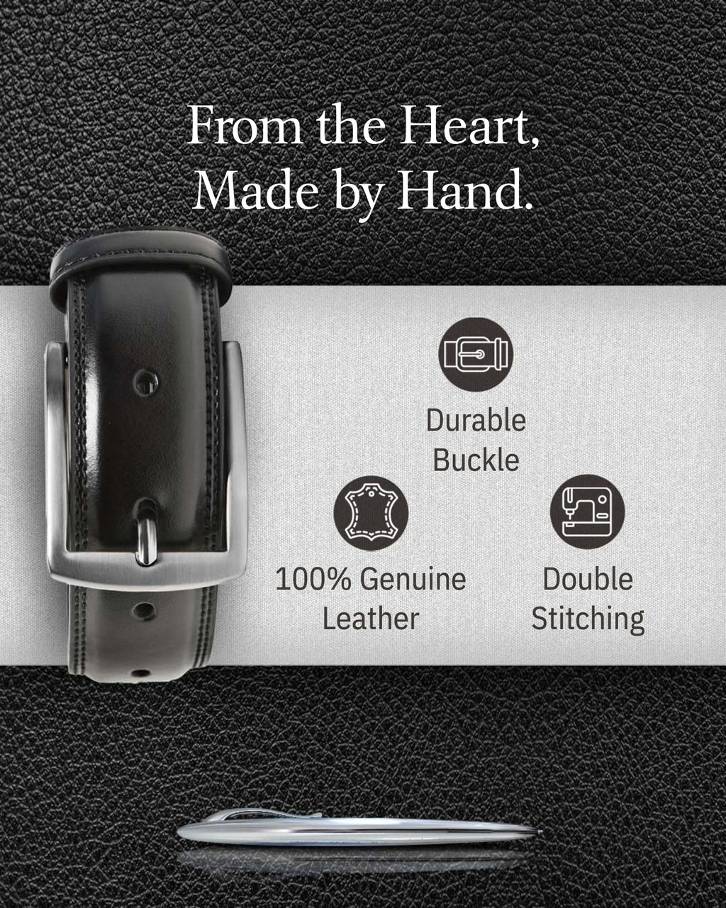 Genuine Leather Belt for Men – Zinc Alloy Buckle, 1.25" Strap by Access Accessories