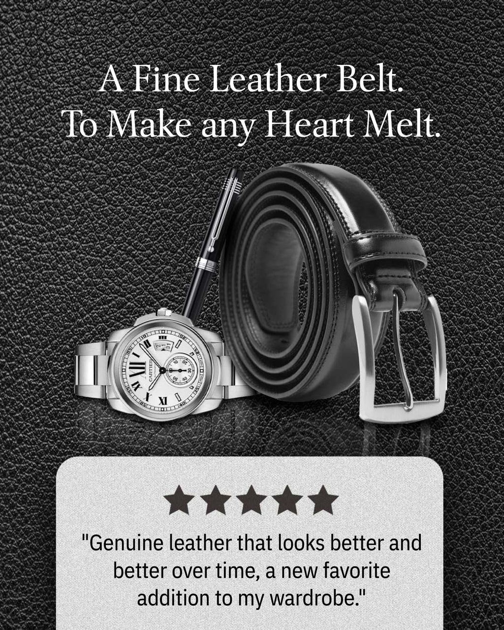Genuine Leather Belt for Men – Zinc Alloy Buckle, 1.25" Strap by Access Accessories