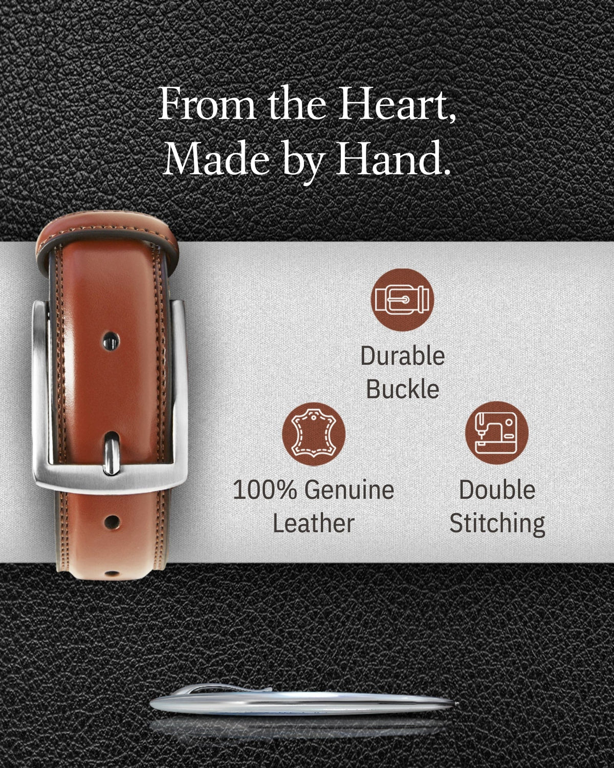 Genuine Leather Belt for Men – Zinc Alloy Buckle, 1.25" Strap by Access Accessories