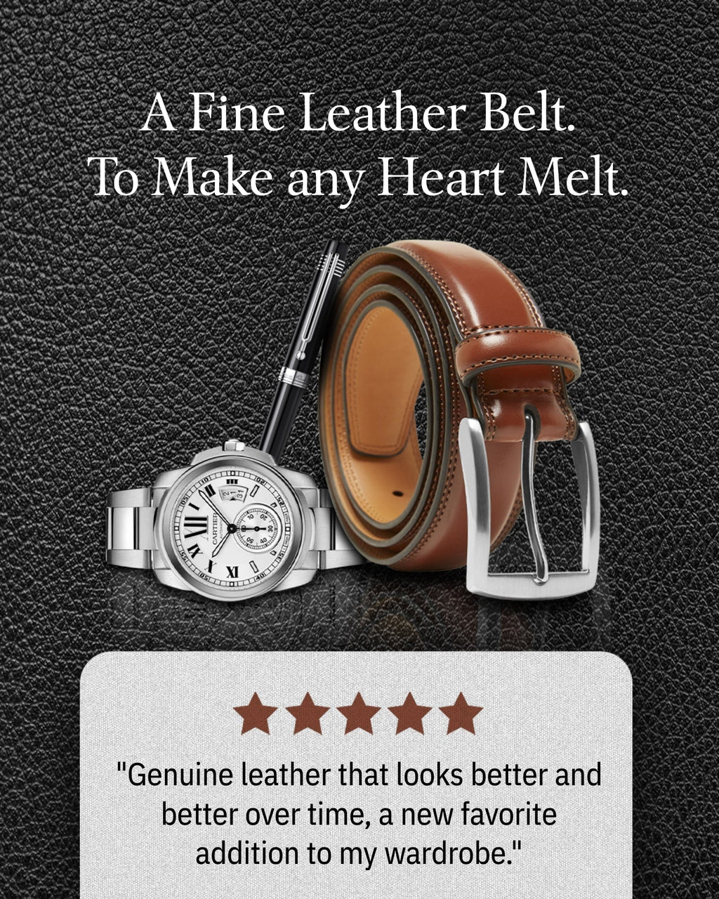 Genuine Leather Belt for Men – Zinc Alloy Buckle, 1.25" Strap by Access Accessories