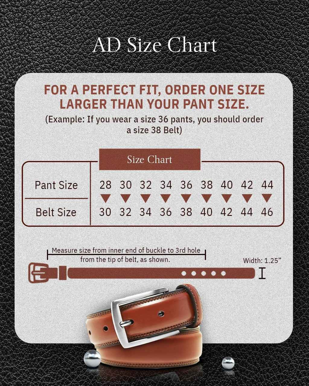 Genuine Leather Belt for Men – Zinc Alloy Buckle, 1.25" Strap by Access Accessories