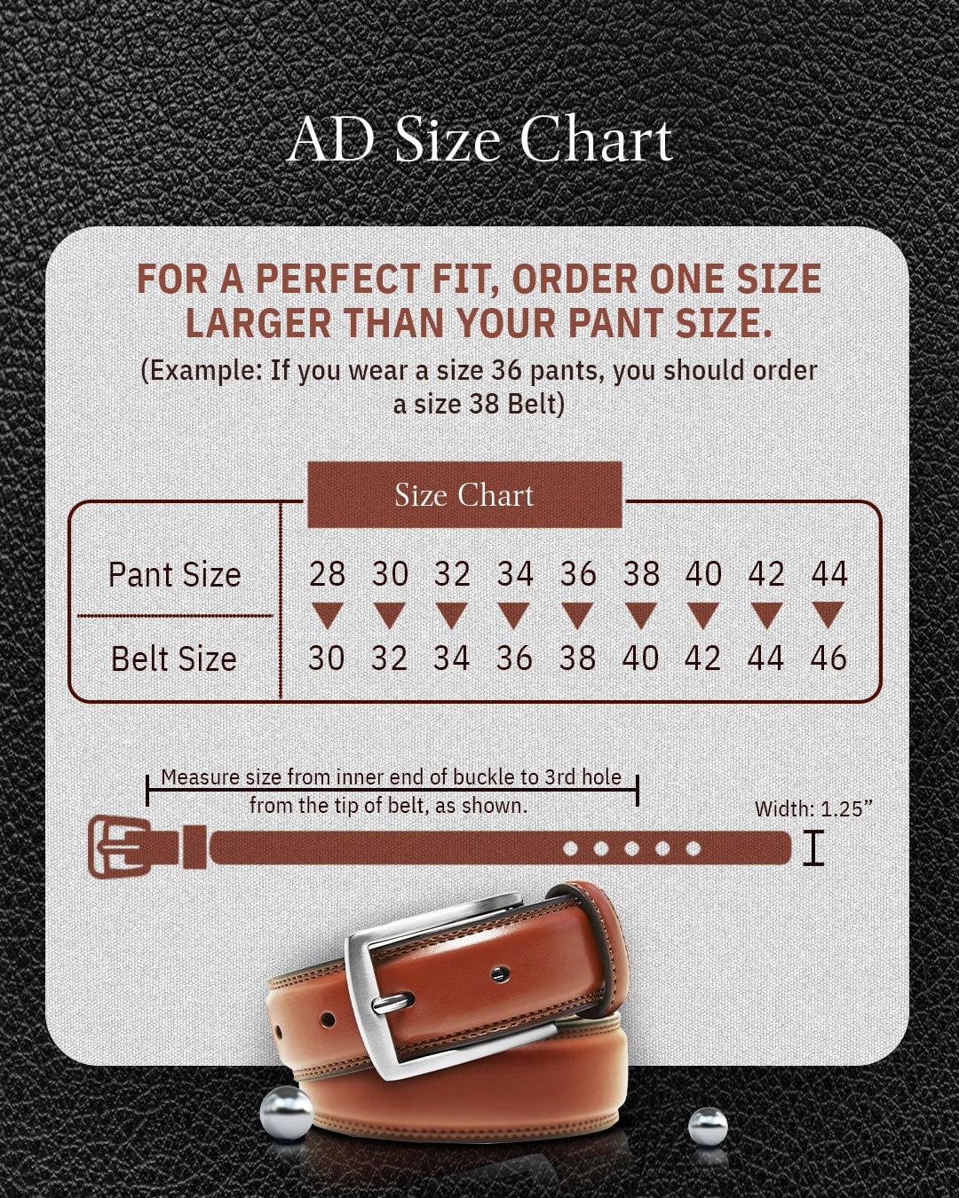 Genuine Leather Belt for Men – Zinc Alloy Buckle, 1.25" Strap by Access Accessories