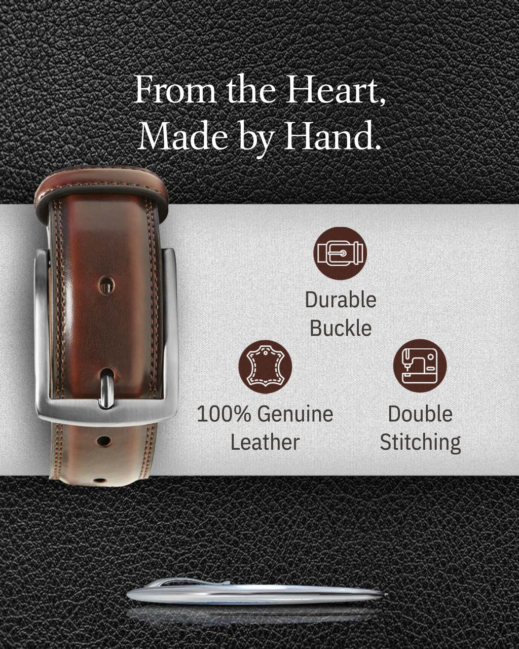 Genuine Leather Belt for Men – Zinc Alloy Buckle, 1.25" Strap by Access Accessories