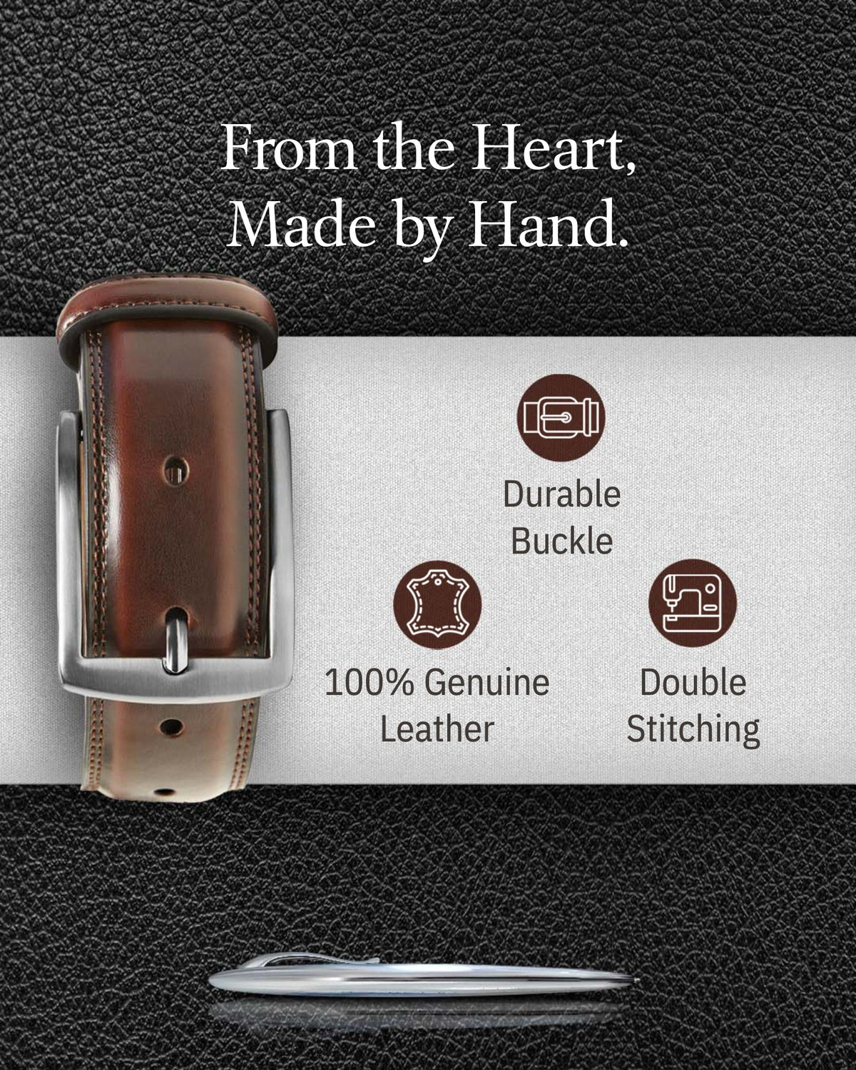 Genuine Leather Belt for Men – Zinc Alloy Buckle, 1.25" Strap by Access Accessories