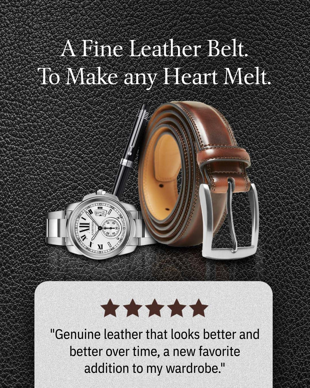 Genuine Leather Belt for Men – Zinc Alloy Buckle, 1.25" Strap by Access Accessories