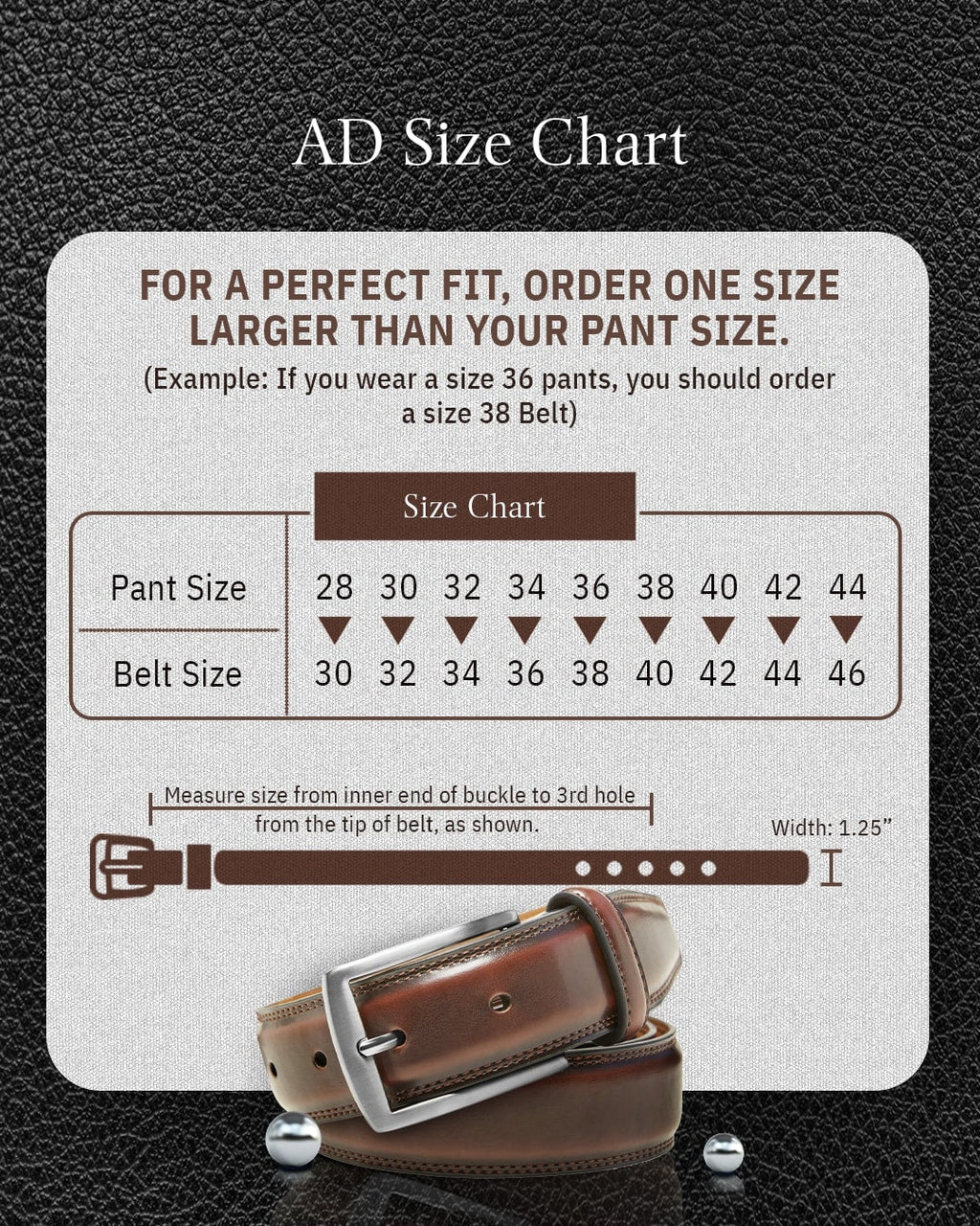 Genuine Leather Belt for Men – Zinc Alloy Buckle, 1.25" Strap by Access Accessories