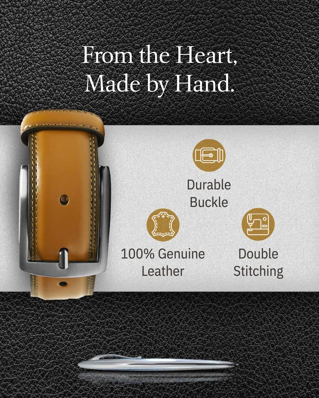 Genuine Leather Belt for Men – Zinc Alloy Buckle, 1.25" Strap by Access Accessories