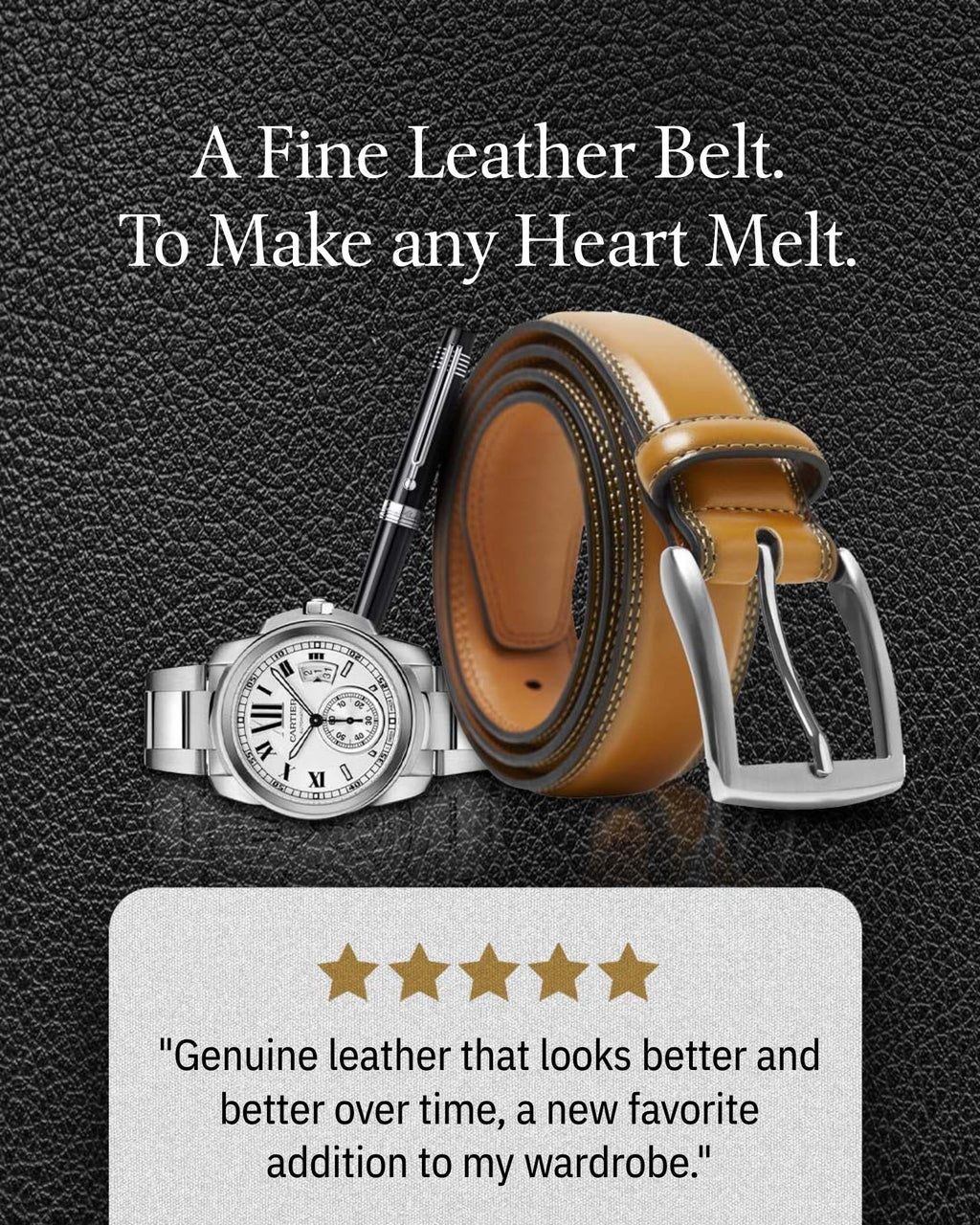 Genuine Leather Belt for Men – Zinc Alloy Buckle, 1.25" Strap by Access Accessories