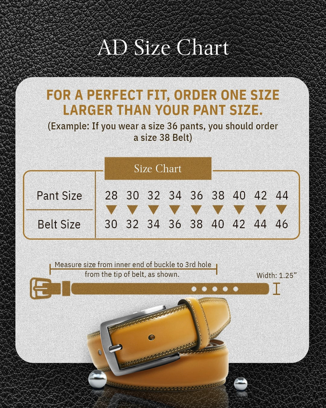 Genuine Leather Belt for Men – Zinc Alloy Buckle, 1.25" Strap by Access Accessories