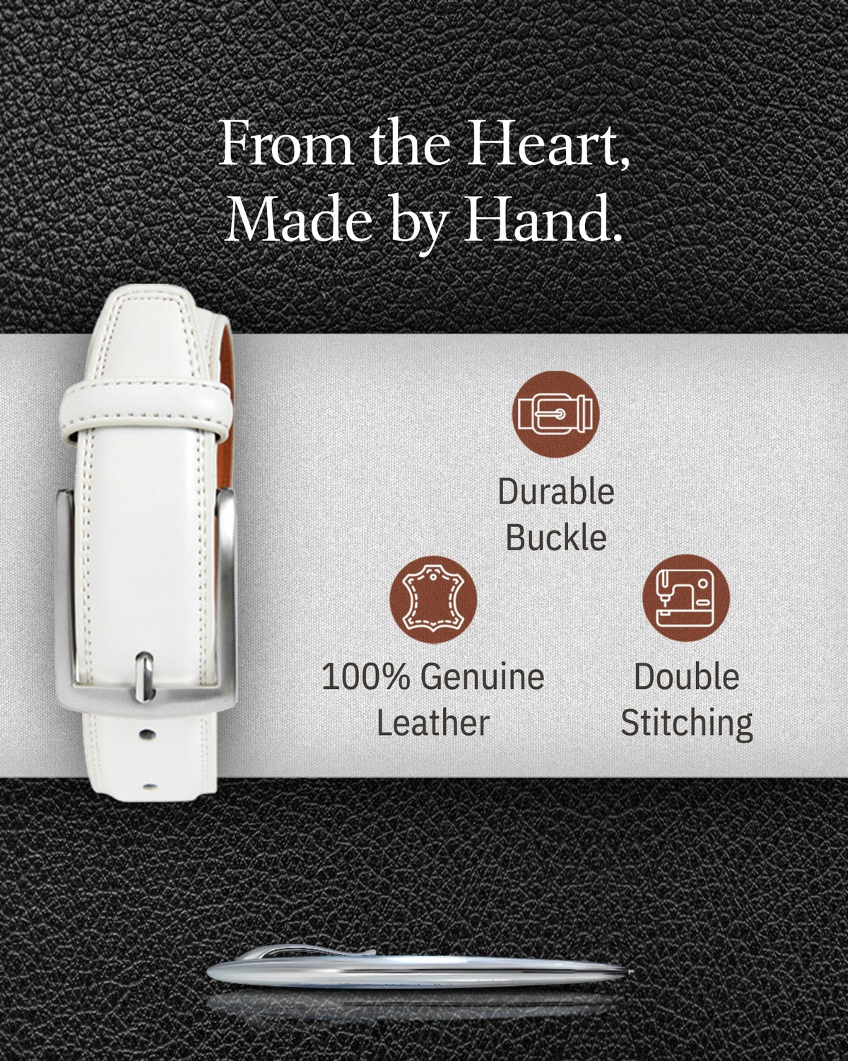 Genuine Leather Belt for Men – Zinc Alloy Buckle, 1.25" Strap by Access Accessories