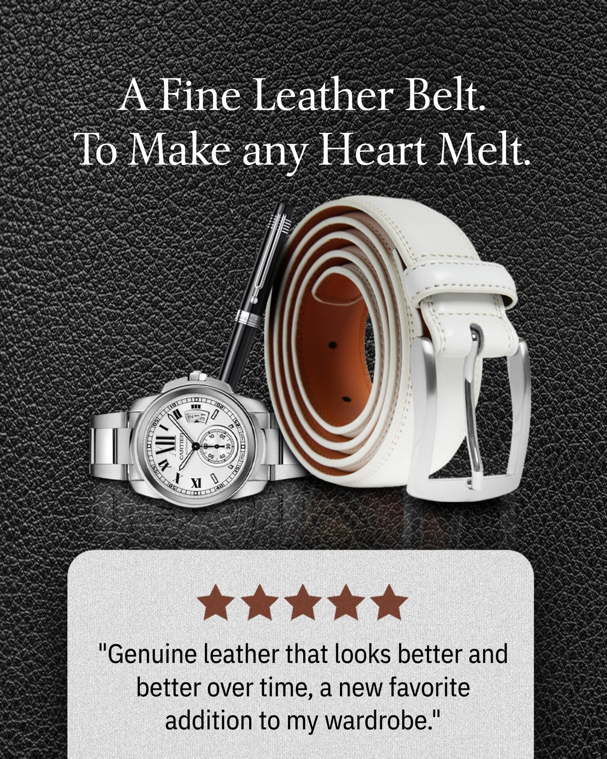 Genuine Leather Belt for Men – Zinc Alloy Buckle, 1.25" Strap by Access Accessories