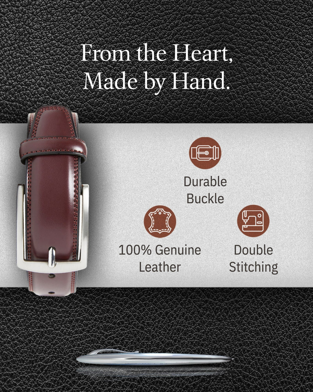 Genuine Leather Belt for Men – Zinc Alloy Buckle, 1.25" Strap by Access Accessories