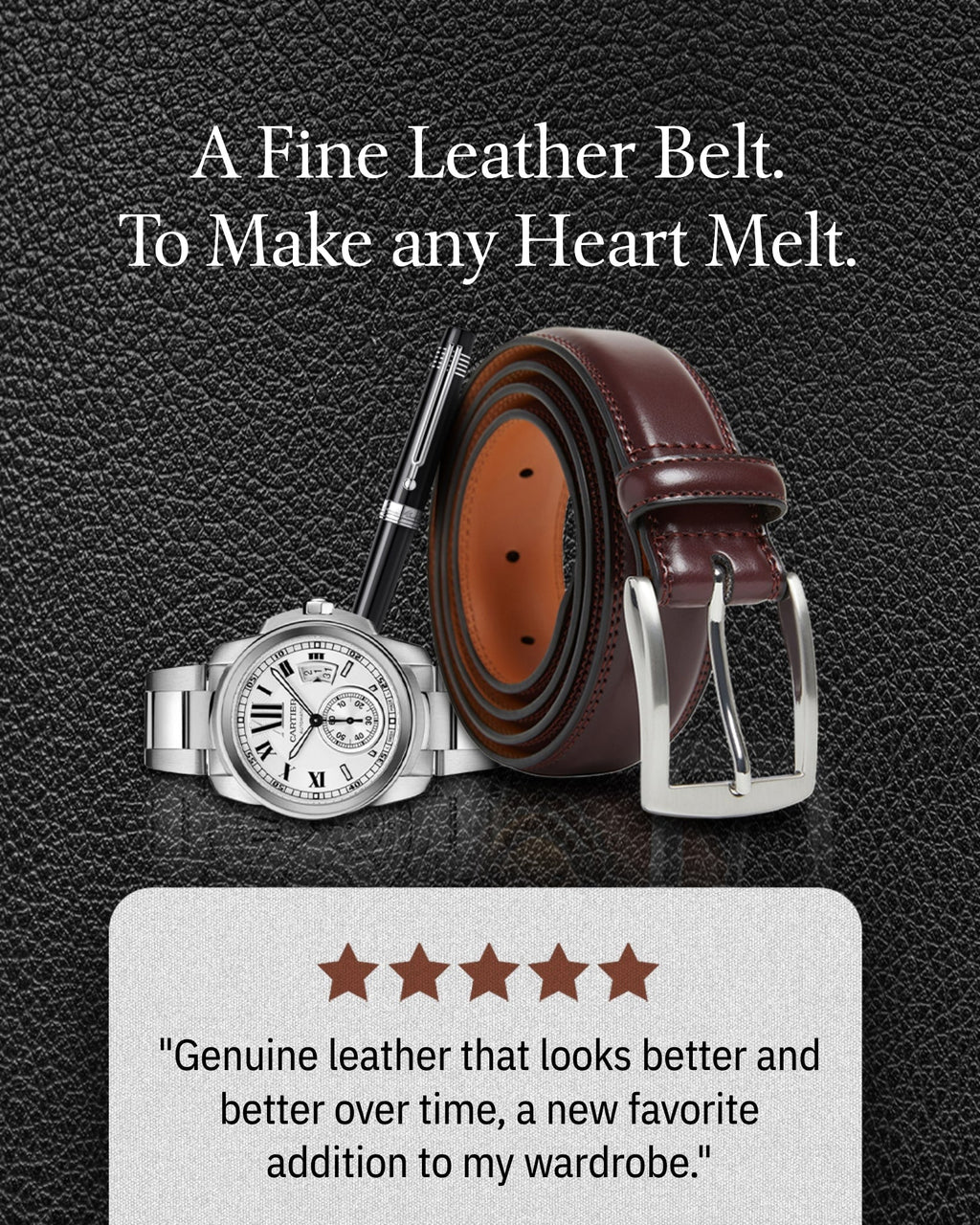 Genuine Leather Belt for Men – Zinc Alloy Buckle, 1.25" Strap by Access Accessories